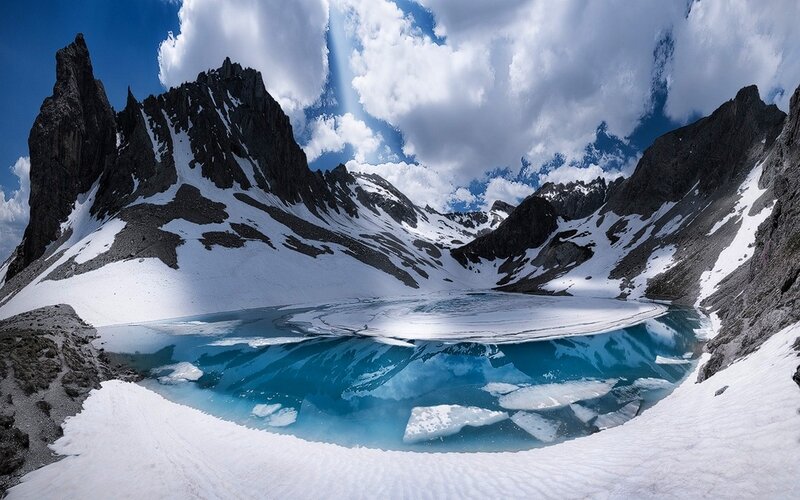 Frozen Alpine Lake — Blue, Dramatic