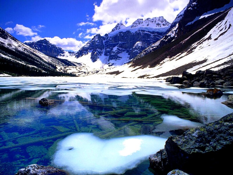 Frozen Alpine Lake — Blue, Serene