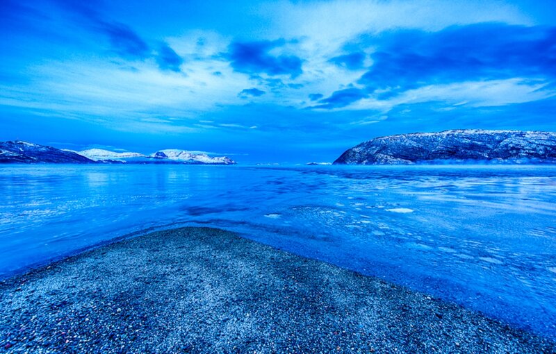 Frozen Bay with Mountains