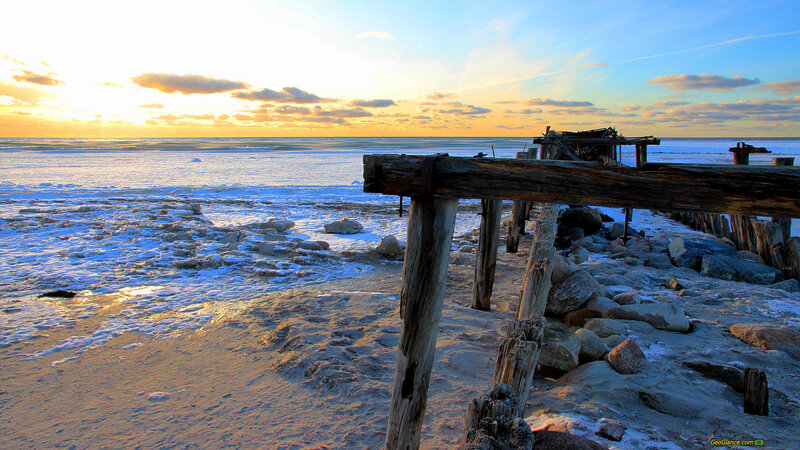 Frozen Beach at Sunset — Blue