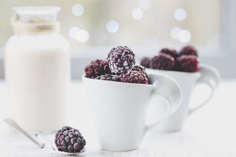 Frozen Blackberries in Cups