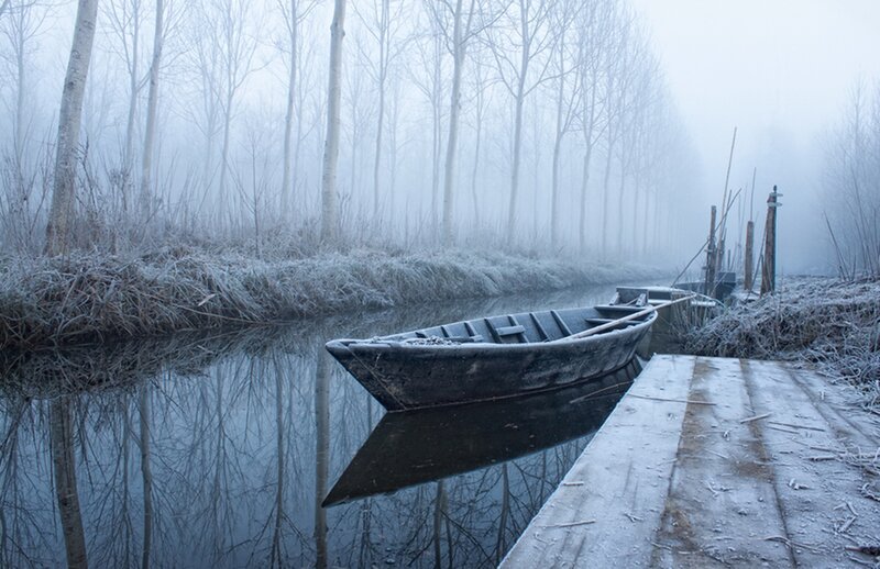 Frozen Boat on Canal