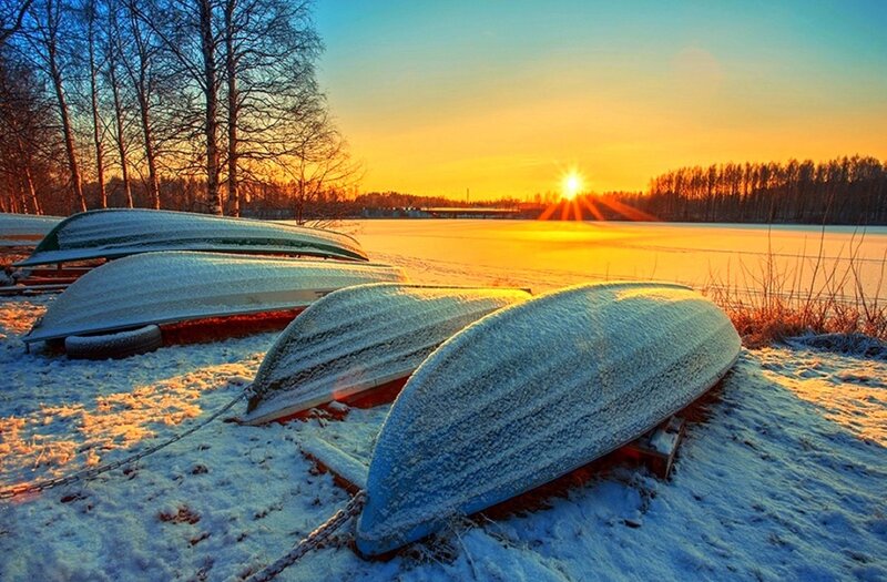 Frozen Boats on Snow