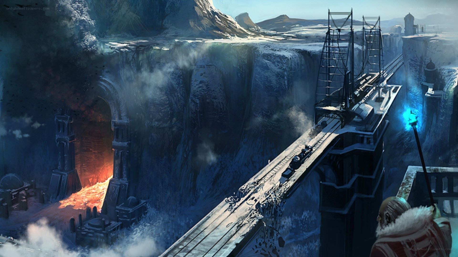 Frozen bridge over a chasm