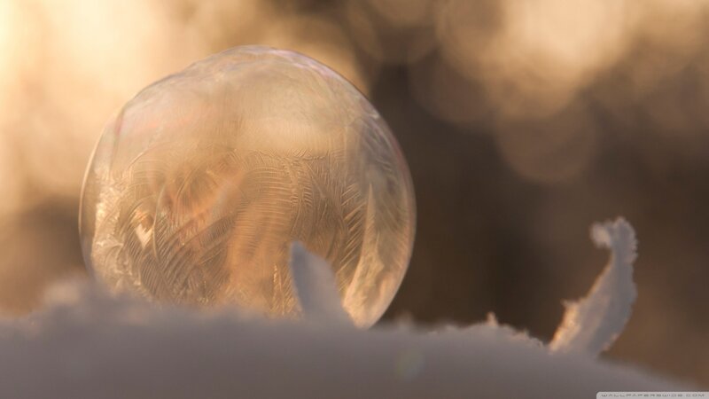 Frozen Bubble in Snow — White, Serene
