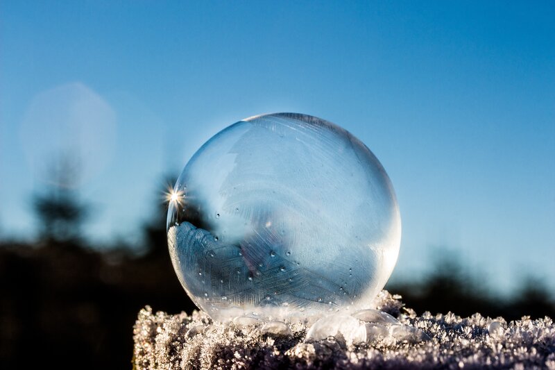 frozen bubble on snow