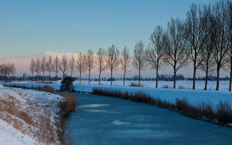 Frozen Canal in Winter — Blue