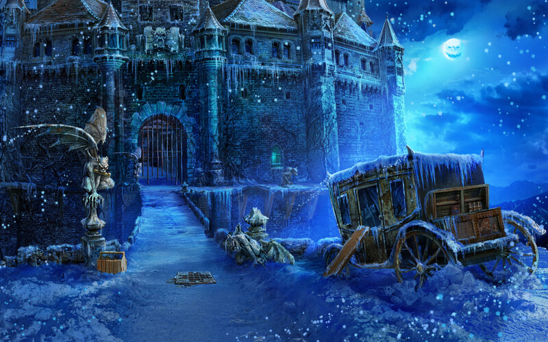 Frozen Castle at Night — Blue