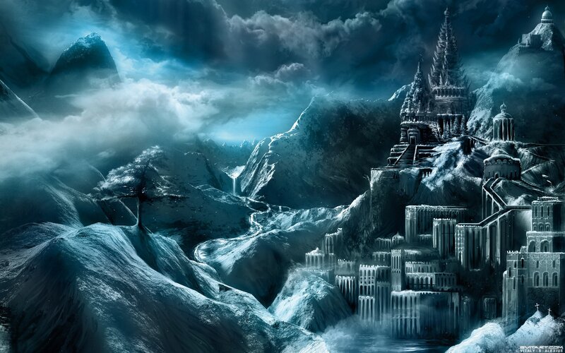Frozen Castle on Mountain — Blue