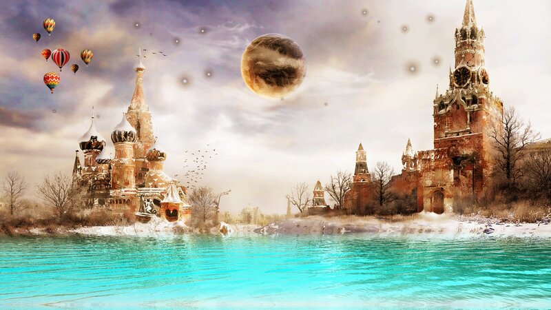 Frozen Castle with Hot Air Balloons
