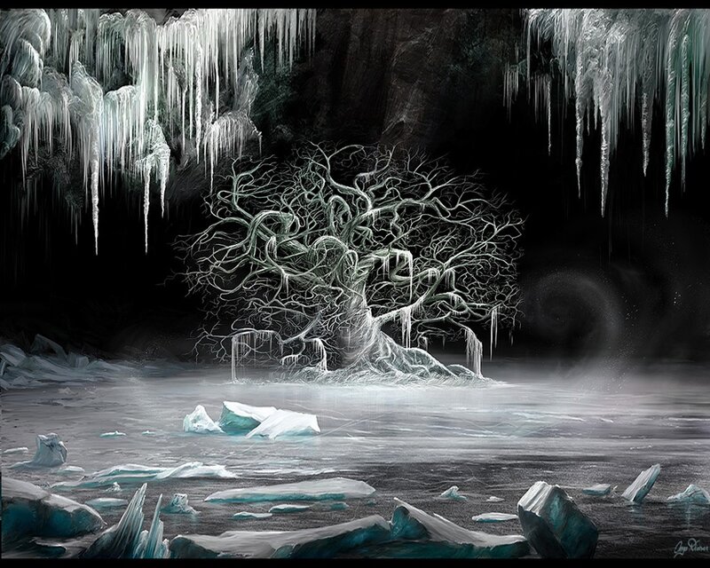 Frozen cave tree