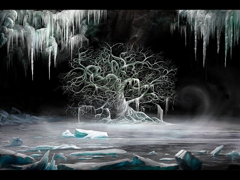 Frozen cave tree