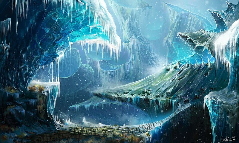 frozen cave with ice formations