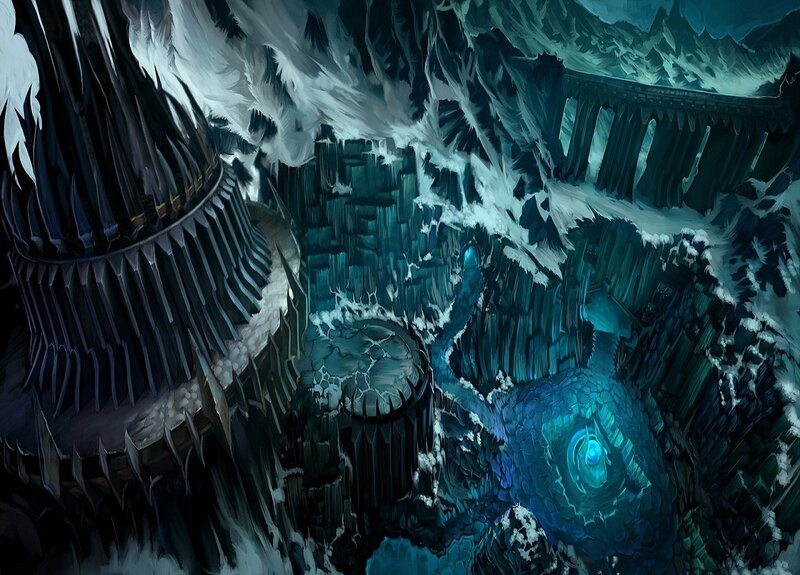 frozen cavern with glowing core