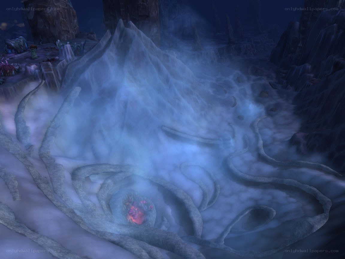 frozen cavern with glowing core