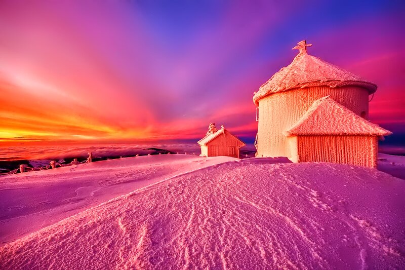 Frozen Chapel on Mountain