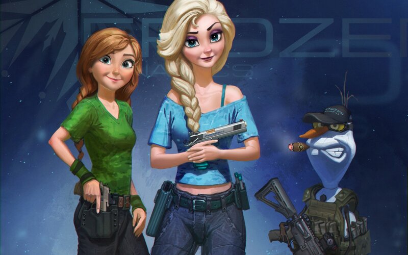 Frozen Characters with Guns