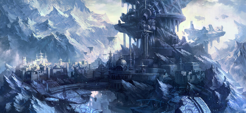 Frozen City in Mountains