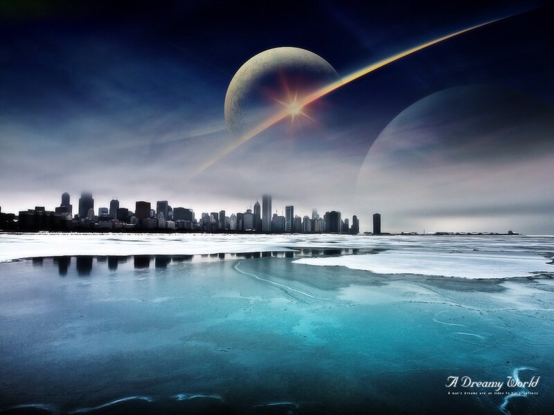 Frozen City Skyline — Blue, Dramatic