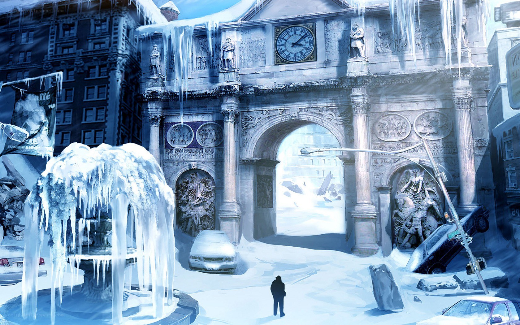 Frozen city square