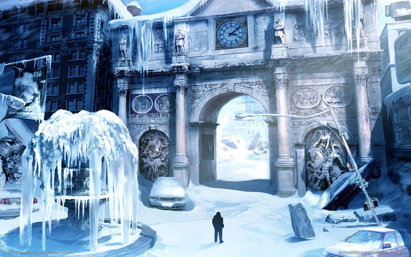 Frozen city square