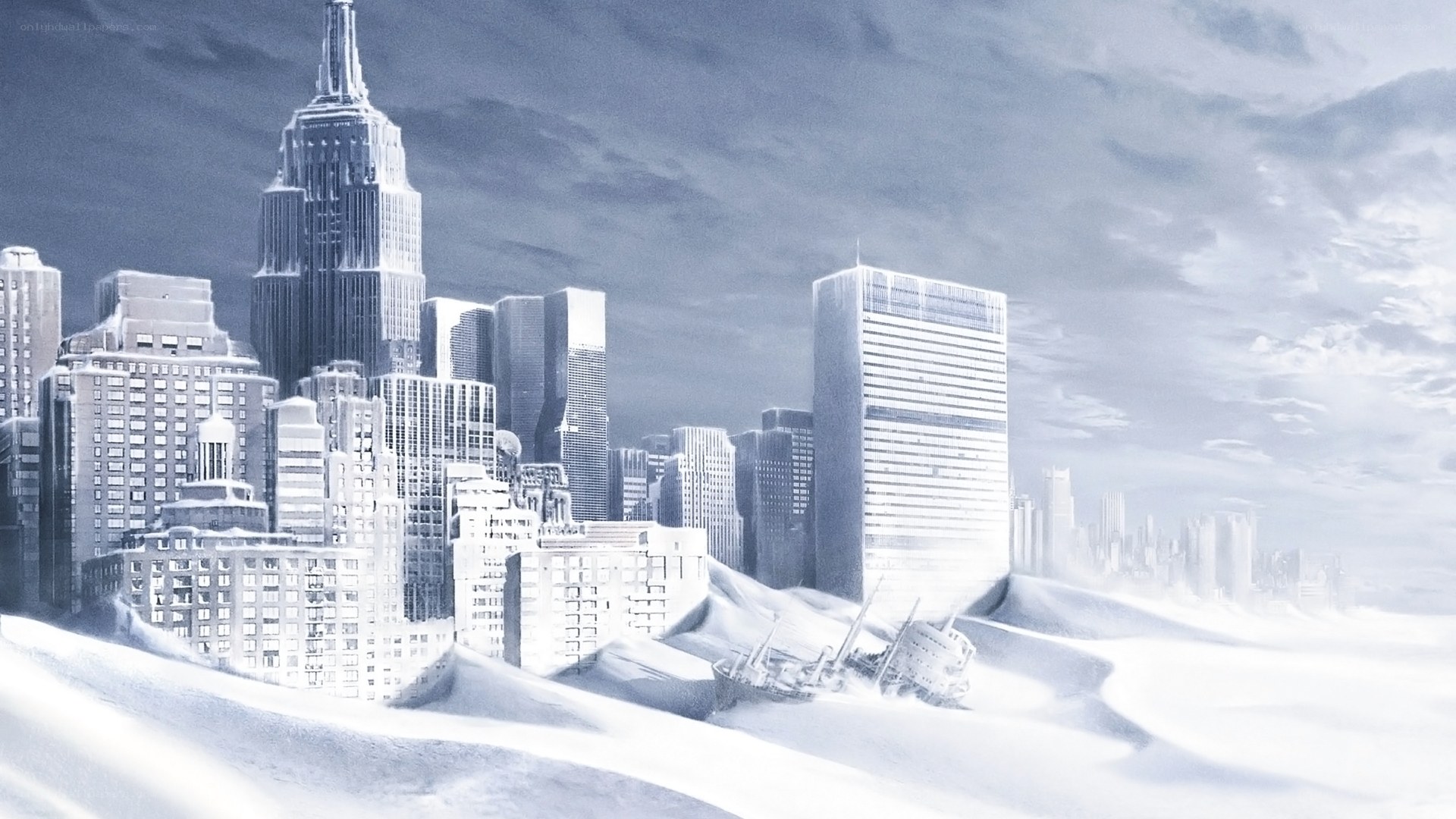 frozen cityscape