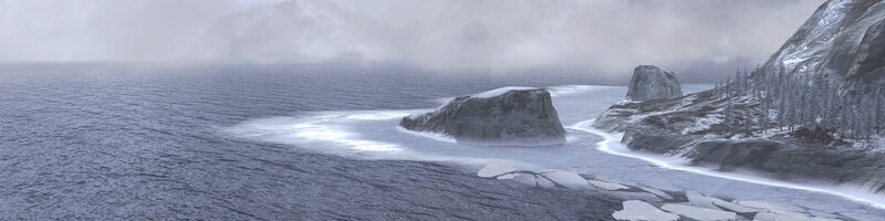 frozen coastal landscape