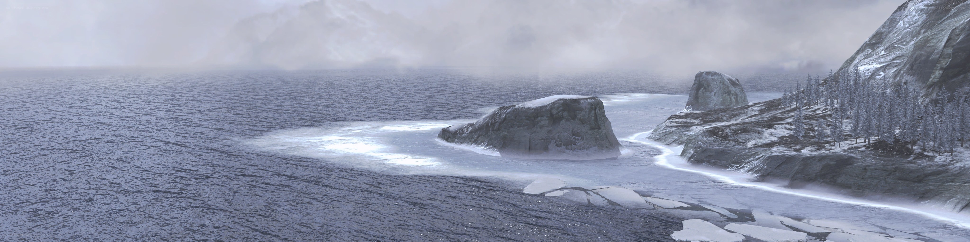 frozen coastal landscape