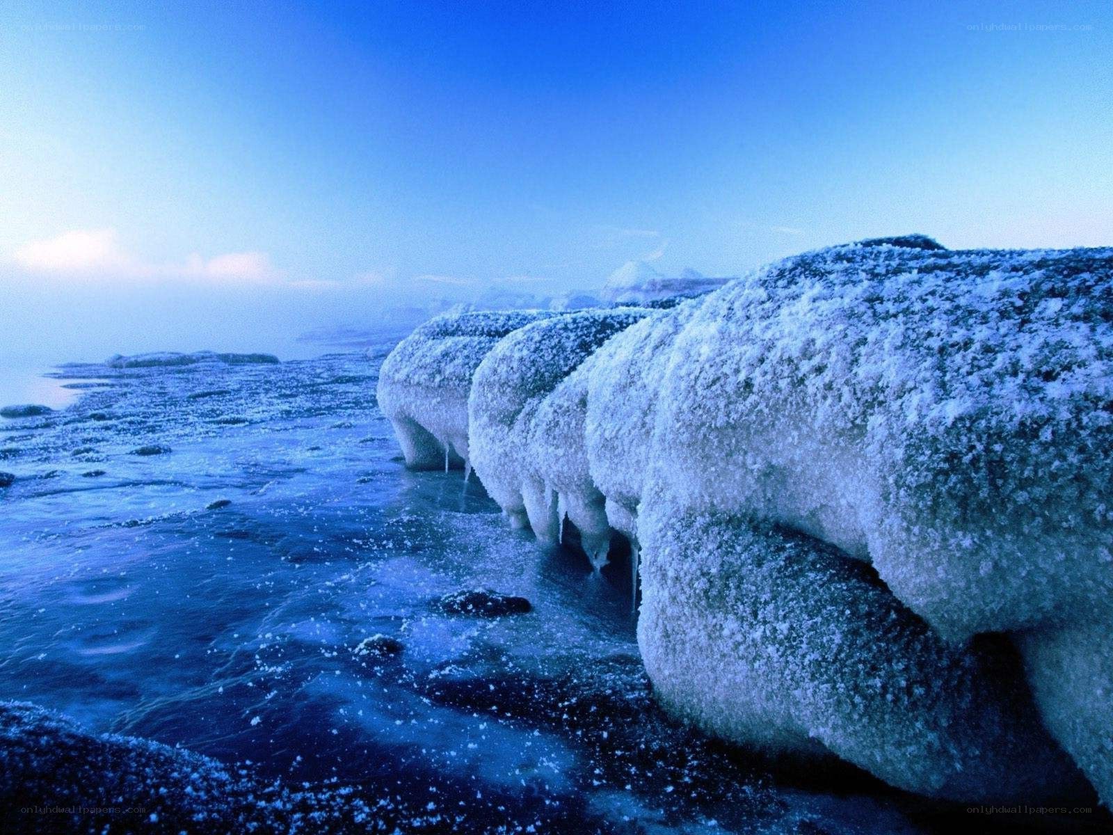 Frozen coastline at dawn