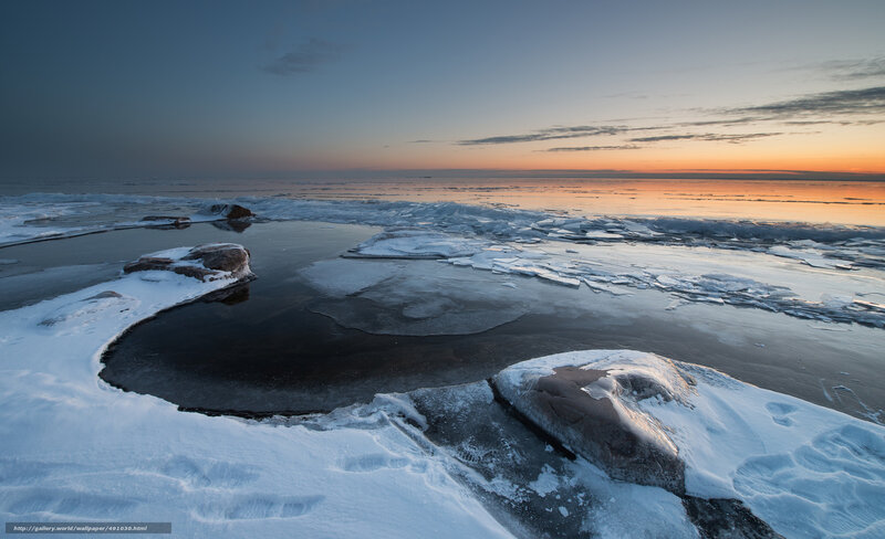 Frozen Coastline at Dusk