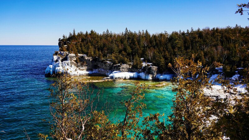 Frozen Coastline with Turquoise Water
