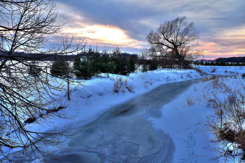Frozen Creek in Winter — Blue, Serene