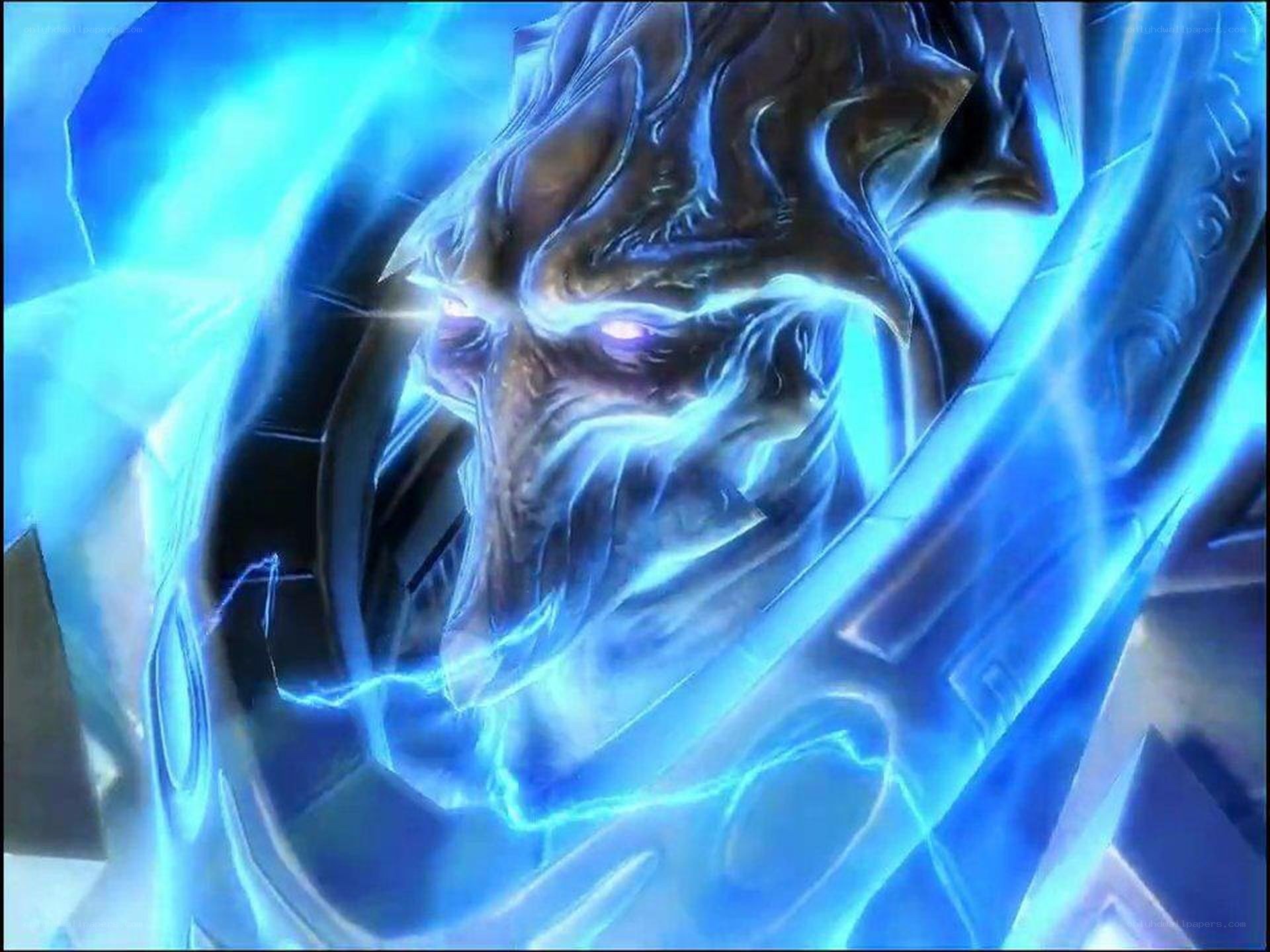 frozen demon with glowing eyes
