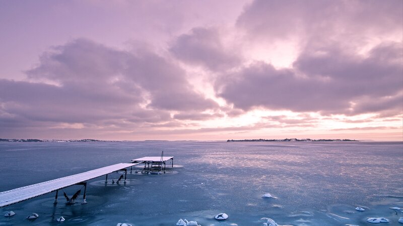 Frozen Dock on Lake