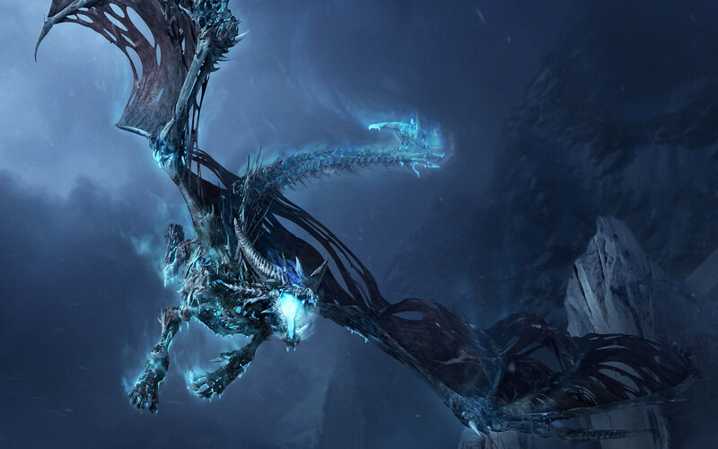 Frozen Dragon in Flight — Blue, Dramatic, Night