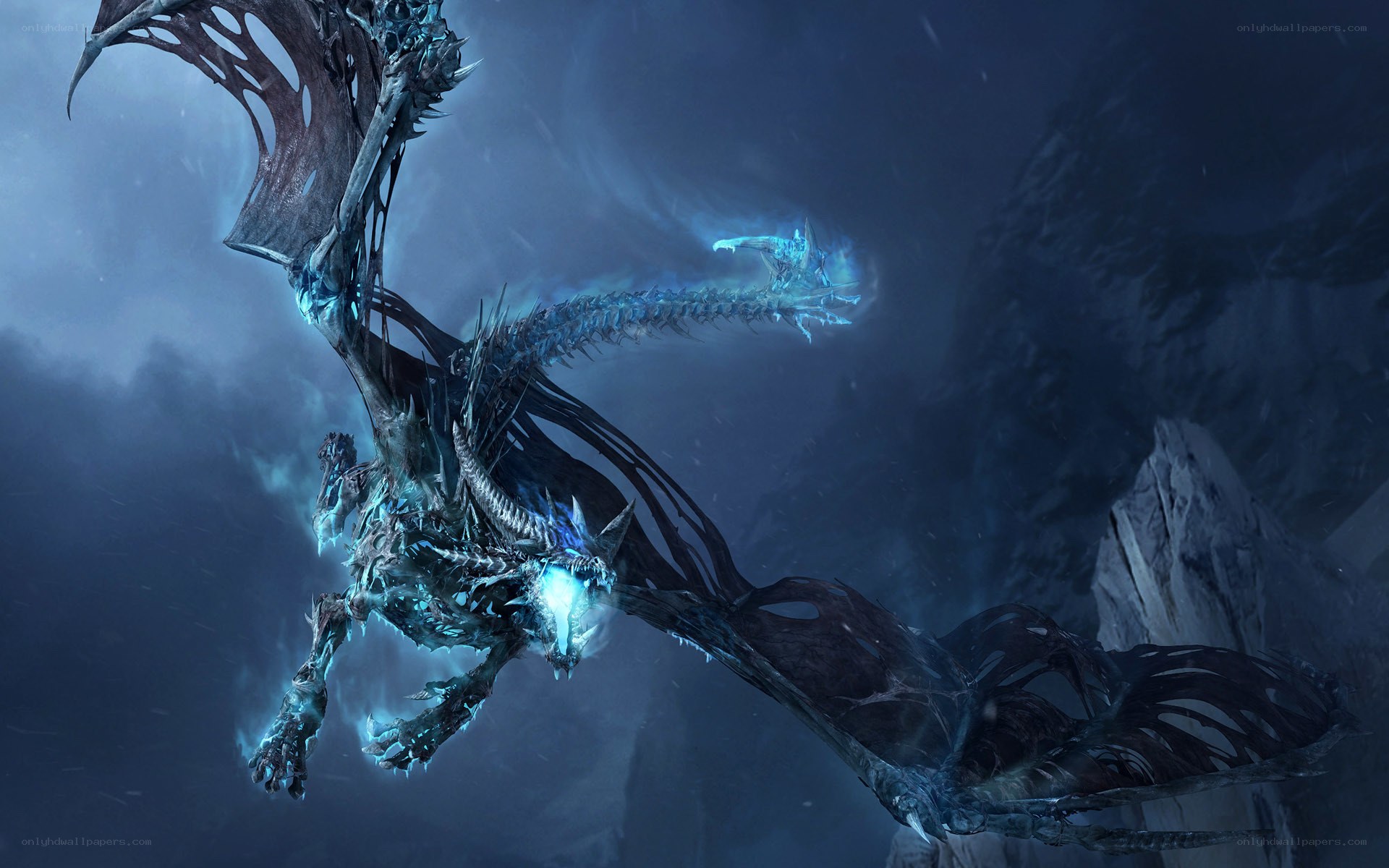 frozen dragon in icy cave