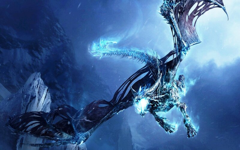 frozen dragon in icy landscape