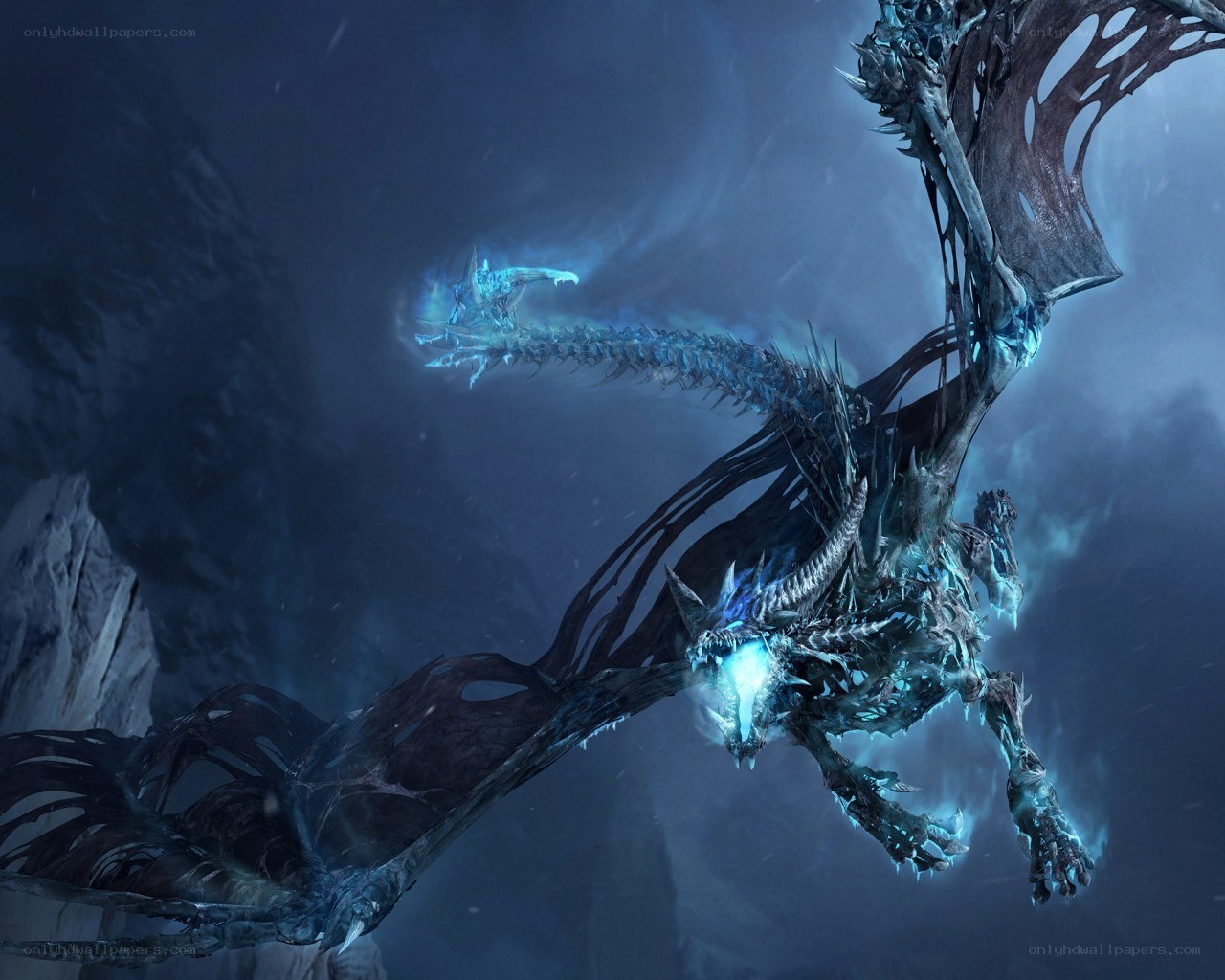 frozen dragon in storm
