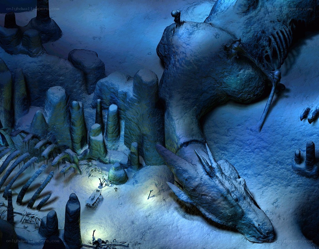 Frozen dragon skeleton