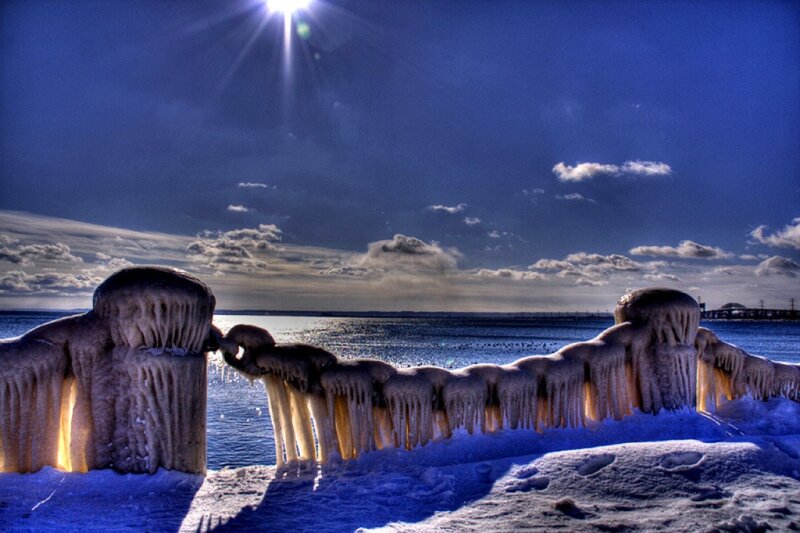 Frozen Fence by Water