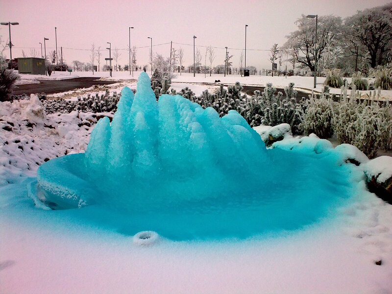 Frozen Fountain in Snow