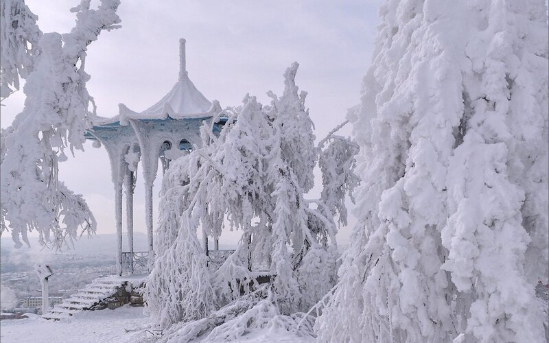 Frozen Gazebo in Snow — White