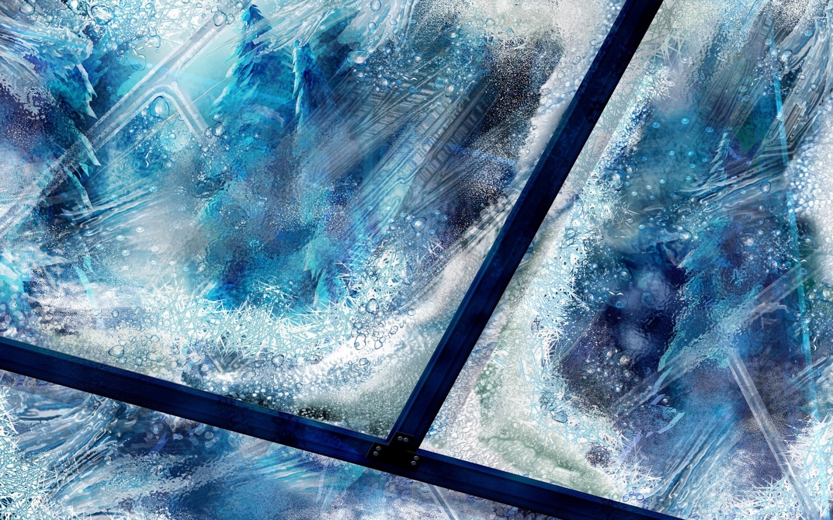 frozen glass with ice crystals