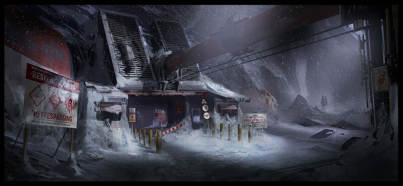 frozen industrial facility entrance