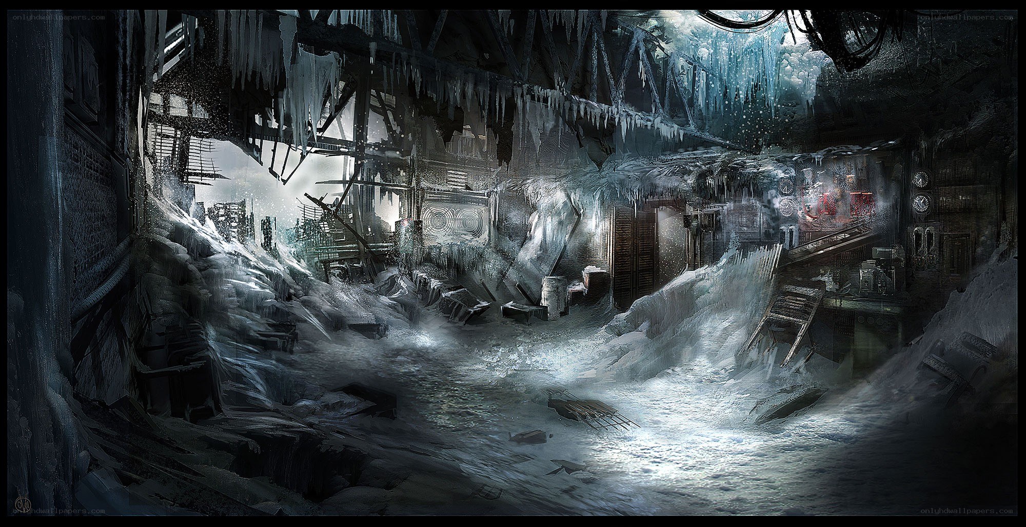 frozen industrial ruin