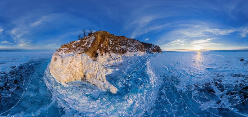 Frozen Island in Lake