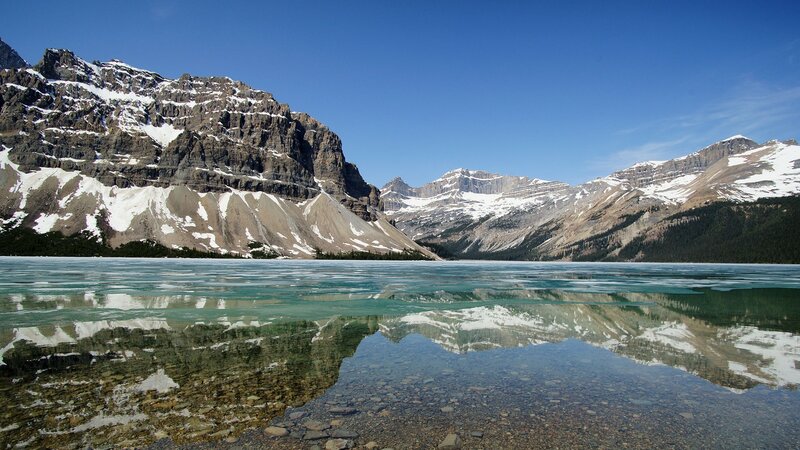 Frozen Lake and Mountains — Blue, Serene, Summer