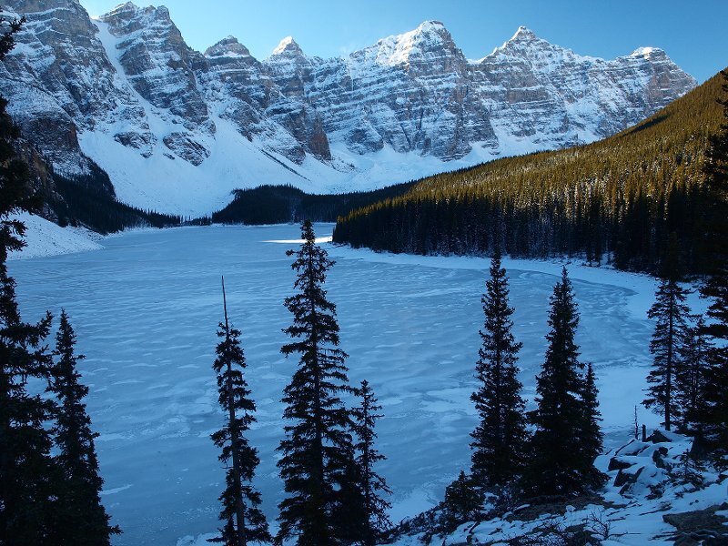 Frozen Lake and Mountains — Blue, Serene
