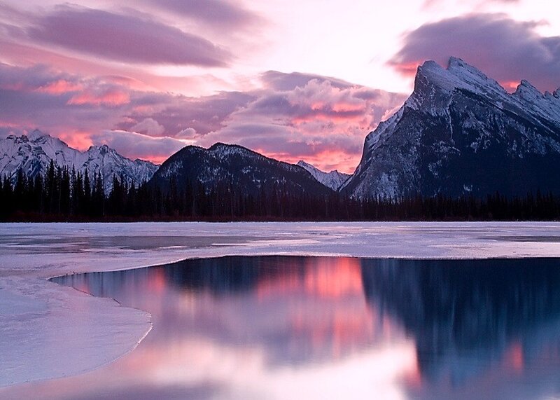 Frozen Lake and Mountains