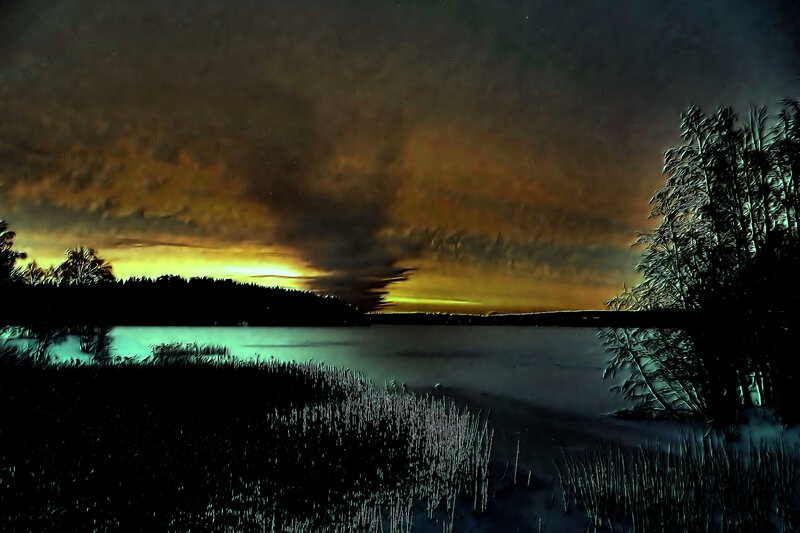 Frozen Lake at Dusk — Black